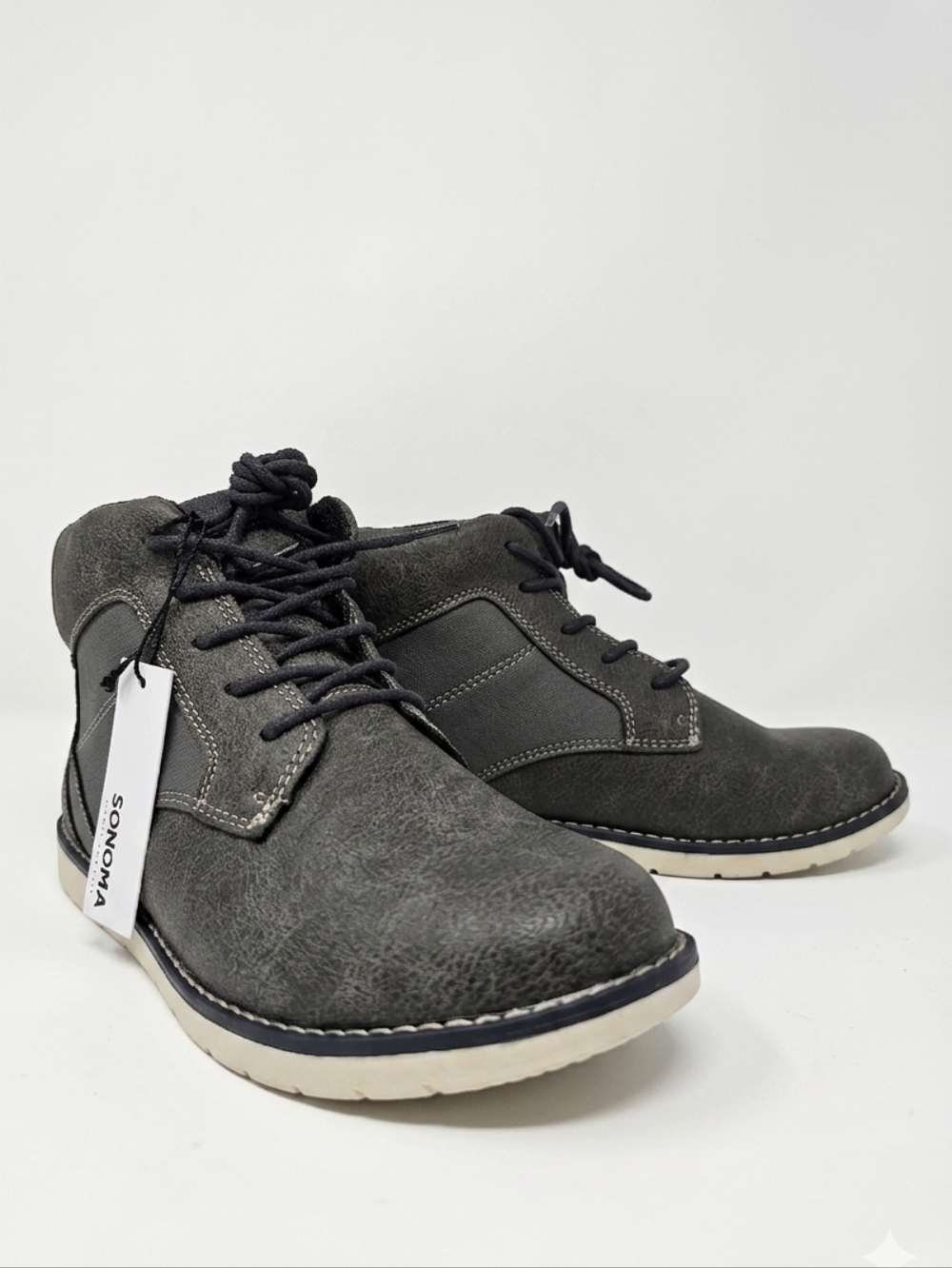Sonoma Men's Dark Gray Casual Chukka Boots with Cream Sole